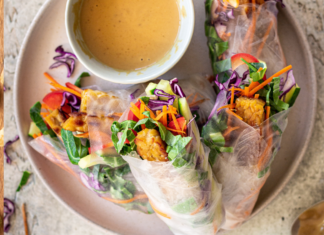 spring rolls with peanut sauce by Elizabeth Emery